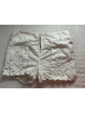 Rag & Bone Womens Eyelet Embroidered Shorts Size 4 White Cotton Scalloped Hem